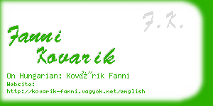 fanni kovarik business card